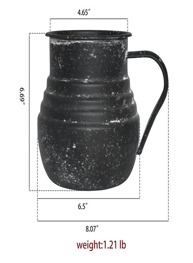 Chadechimo Rustic Metal Farmhouse Vase Shabby Chic Small Pitcher Fall Black Vase Brown Decorative Vase for Farmhouse Kitchen Decor - Image 2